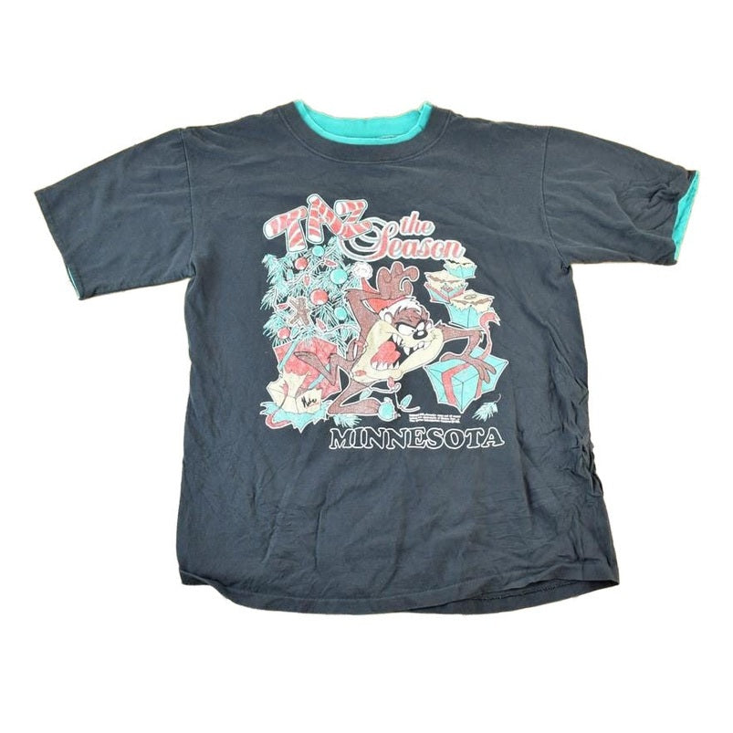 Vintage 1990s Minnesota Taz Christmas Souvenir Single Stitch Graphic Print T-Shirt Men's Large from propervintagecanada
