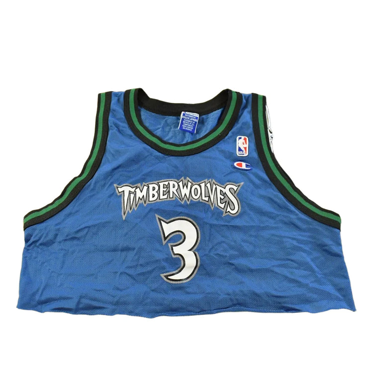 Vintage 1990s Minnesota Timberwolves NBA Stephon Marbury Cropped Basketball Jersey Women's M from propervintagecanada
