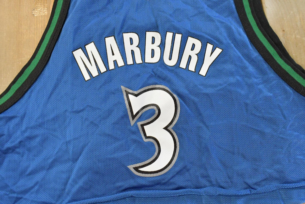 Vintage 1990s Minnesota Timberwolves NBA Stephon Marbury Cropped Basketball Jersey Women's M from propervintagecanada