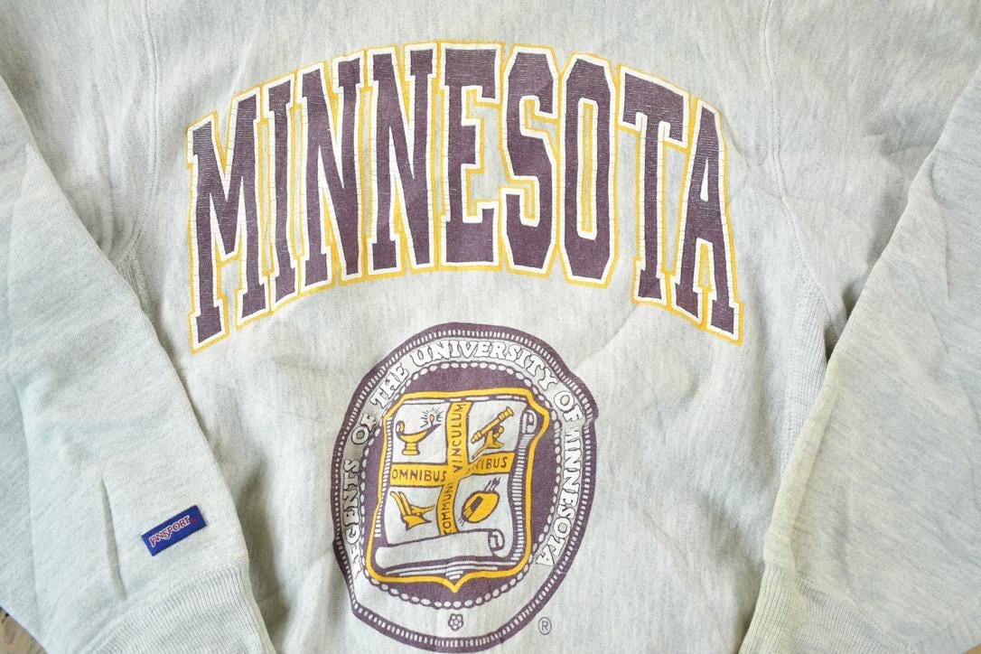 Vintage 1990s Minnesota University Jansport Cross Grain Collegiate Crewneck Made In USA Men's Small from propervintagecanada