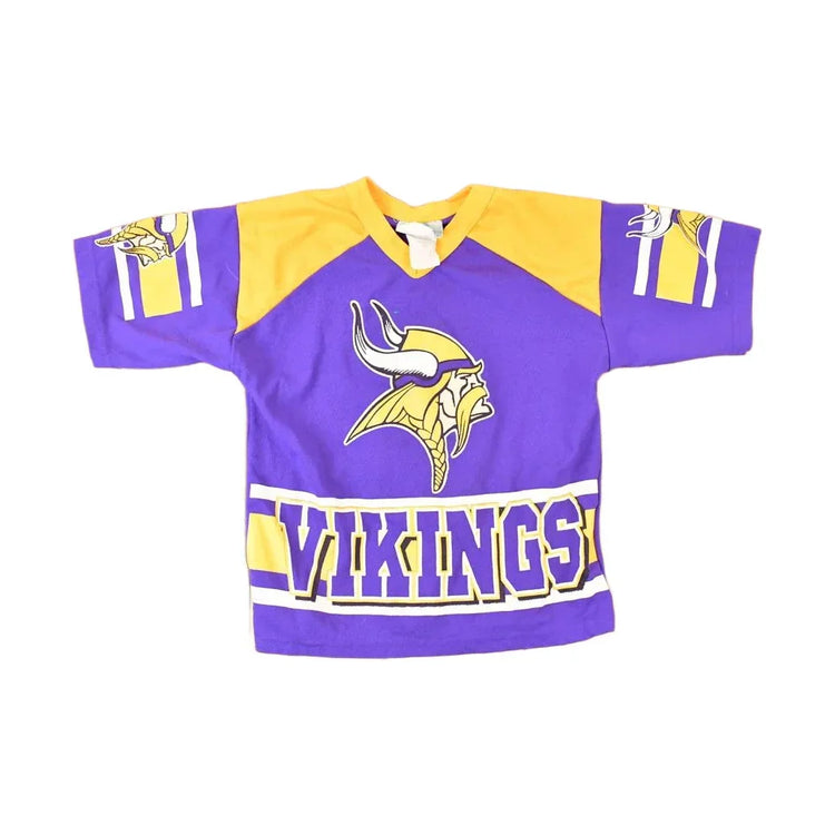 Vintage 1990s Minnesota Vikings AOP NFL T-Shirt Youth S from propervintagecanada