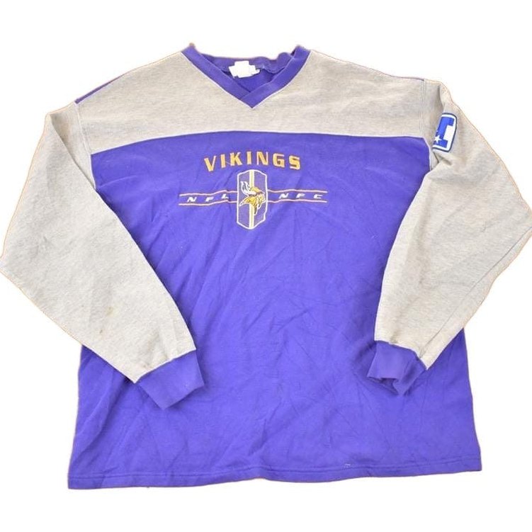 Vintage 1990s Minnesota Vikings Embroidered NFL Crewneck Sweatshirt Men's Large from propervintagecanada