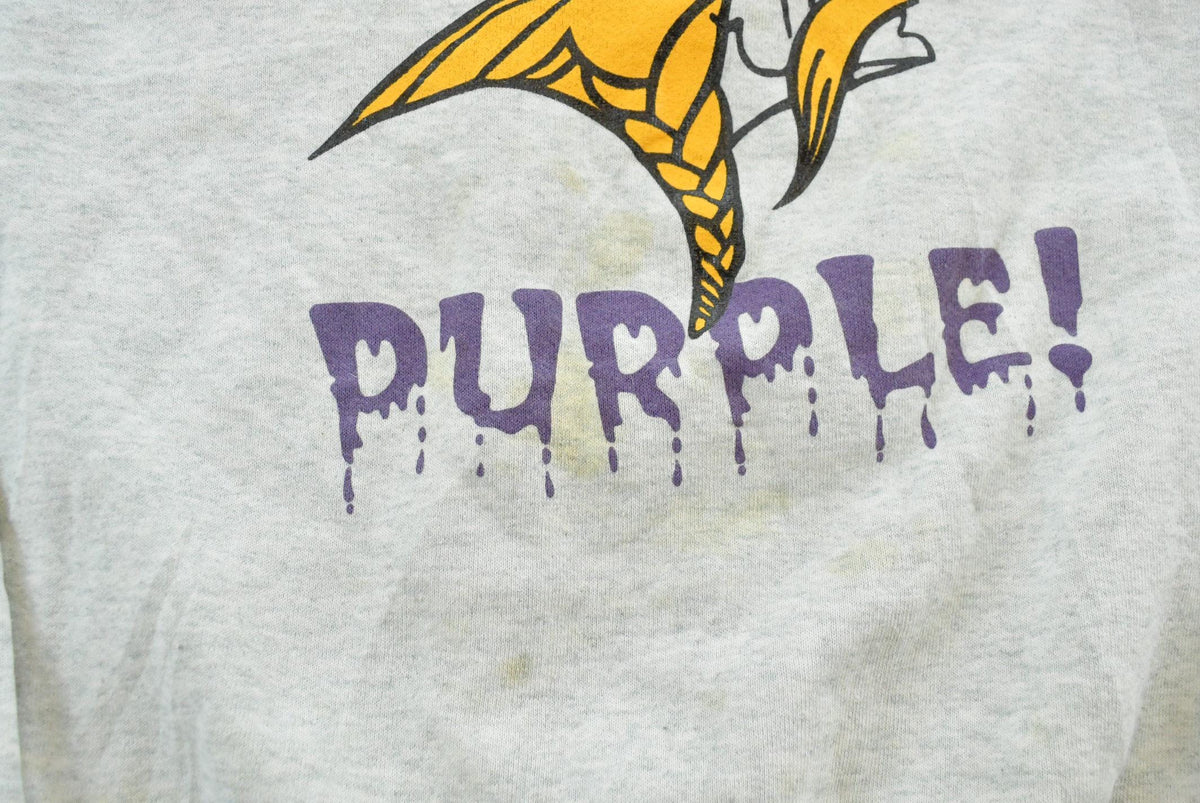 Vintage 1990s Minnesota Vikings I Bleed Purple NFL Crewneck Sweatshirt Mens M from propervintagecanada