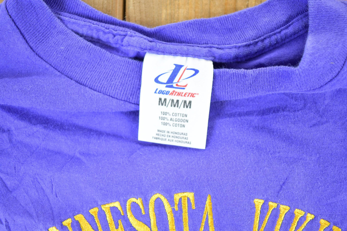 Vintage 1990s Minnesota Vikings Logo Athletic NFL Graphic Cropped T-Shirt Made In USA Women's M