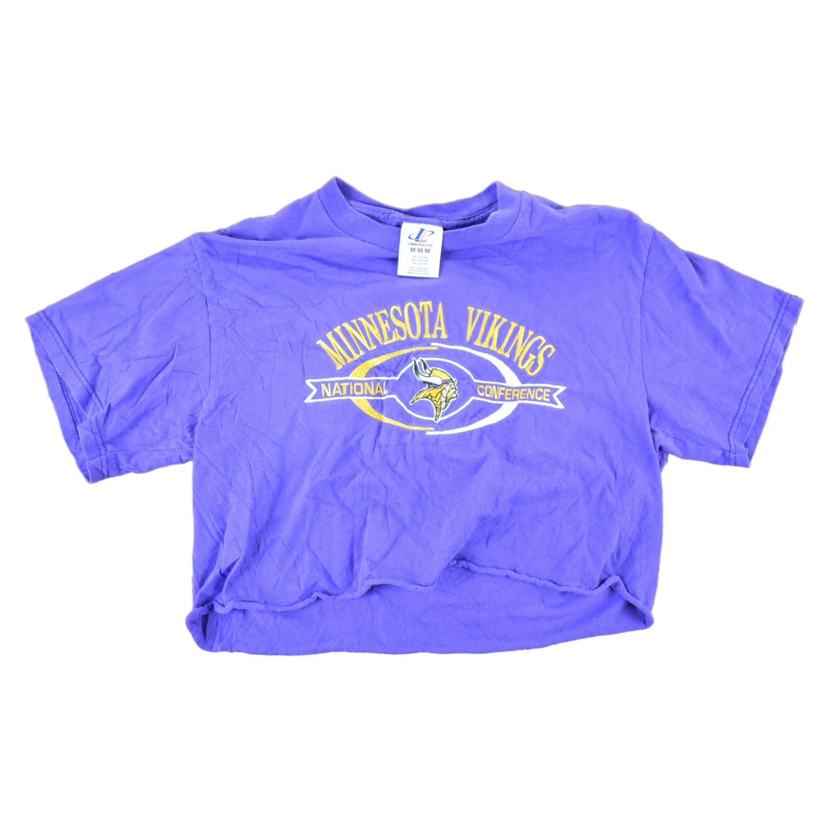 Vintage 1990s Minnesota Vikings Logo Athletic NFL Graphic Cropped T-Shirt Made In USA Women's M