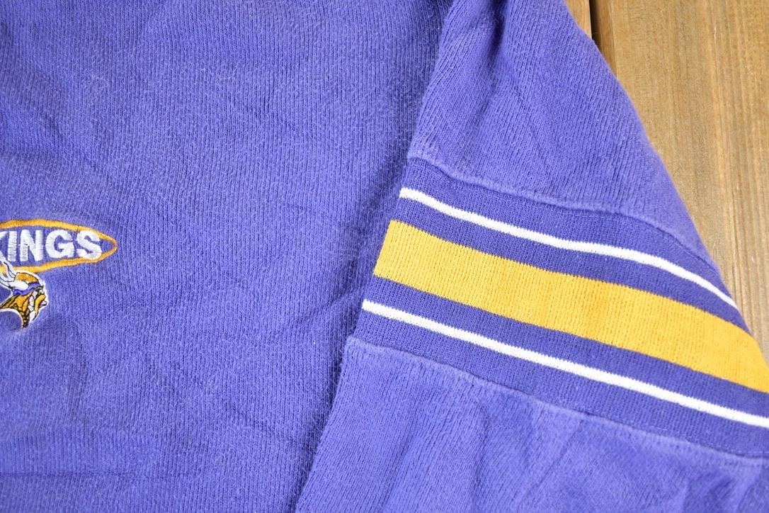 Vintage 1990s Minnesota Vikings NFL Embroidered V Neck Sweatshirt Men's XL from propervintagecanada