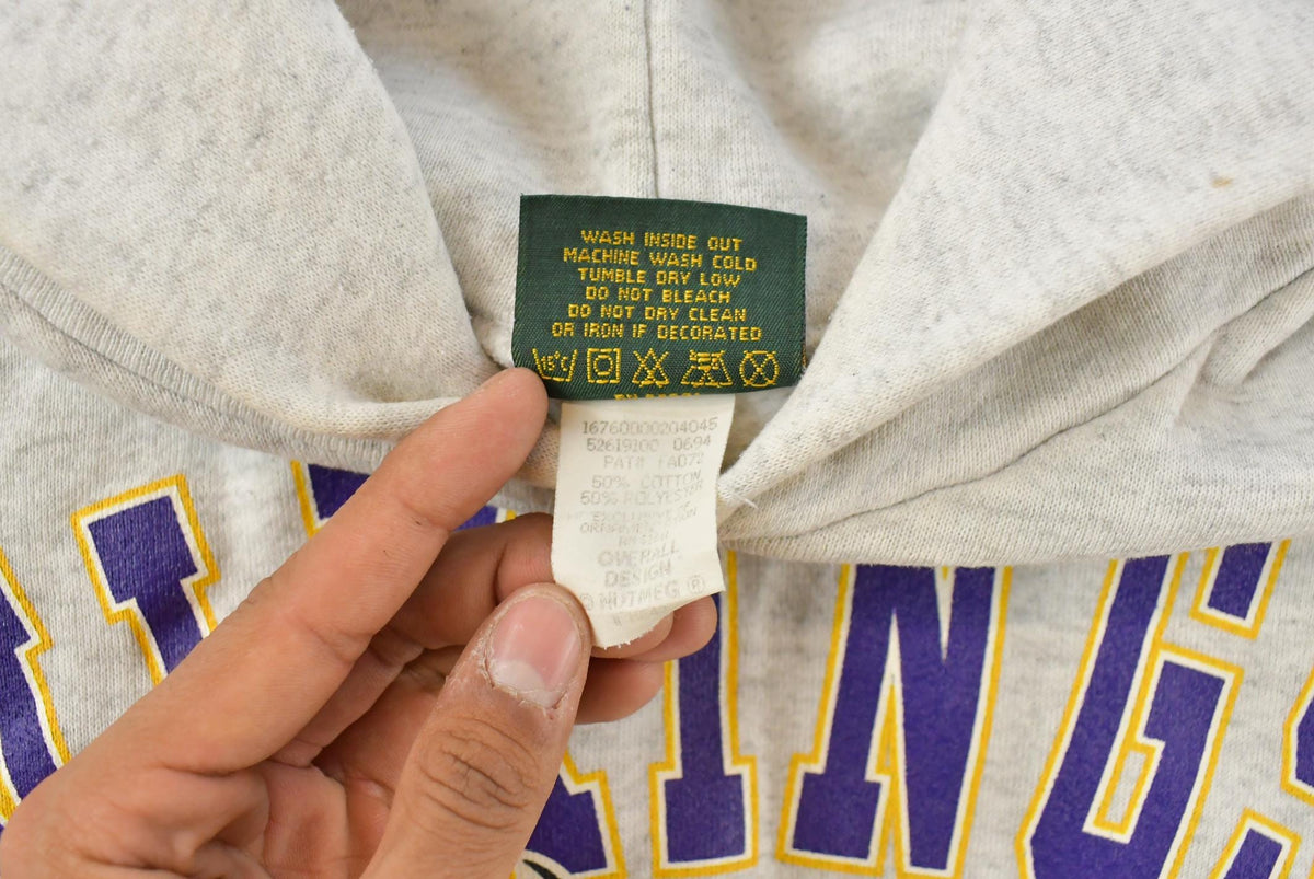 Vintage 1990s Minnesota Vikings NFL Hoodie Sweatshirt Men's L from propervintagecanada