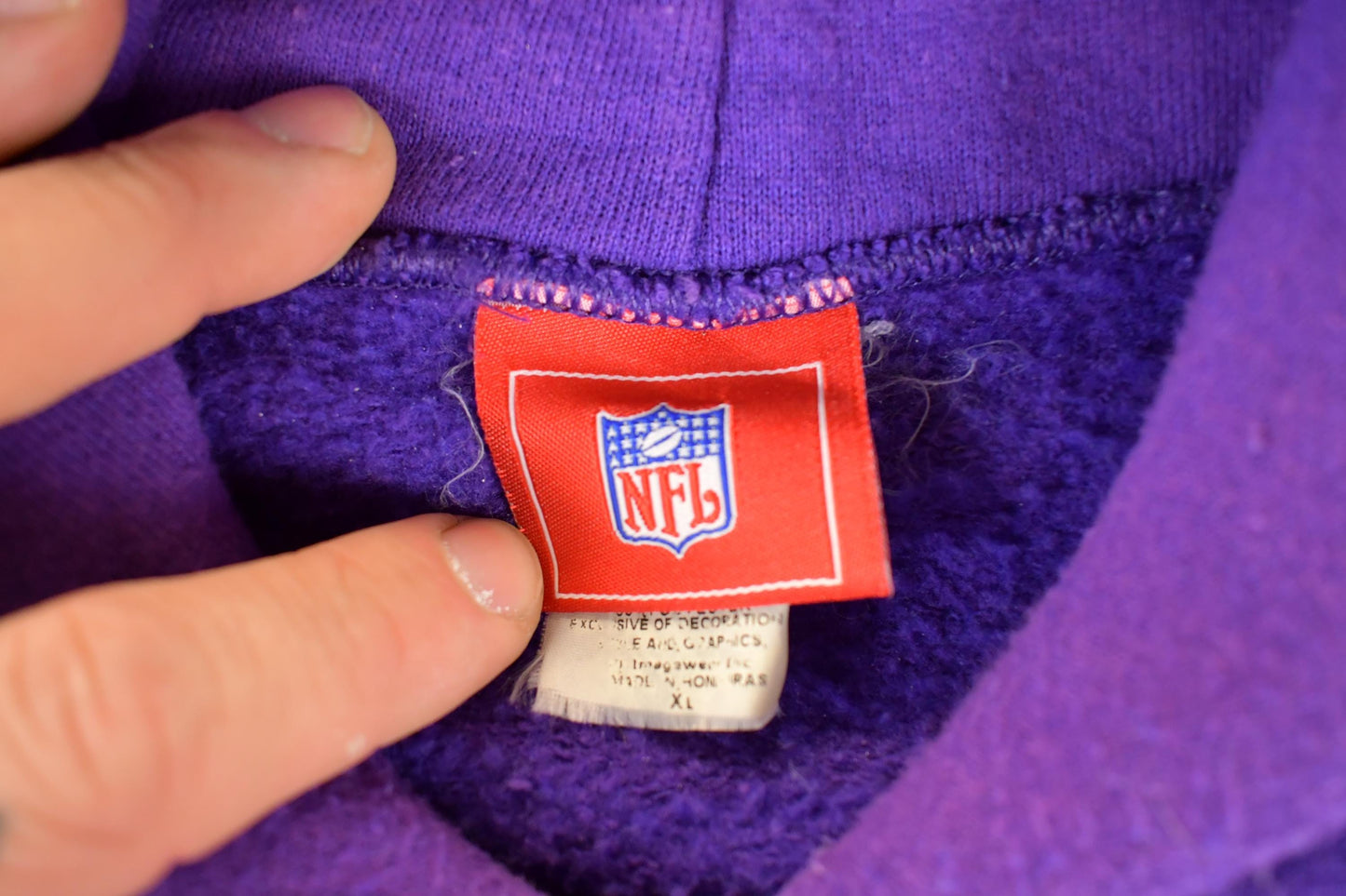 Vintage 1990s Minnesota Vikings NFL Hoodie Sweatshirt Men's XL from propervintagecanada