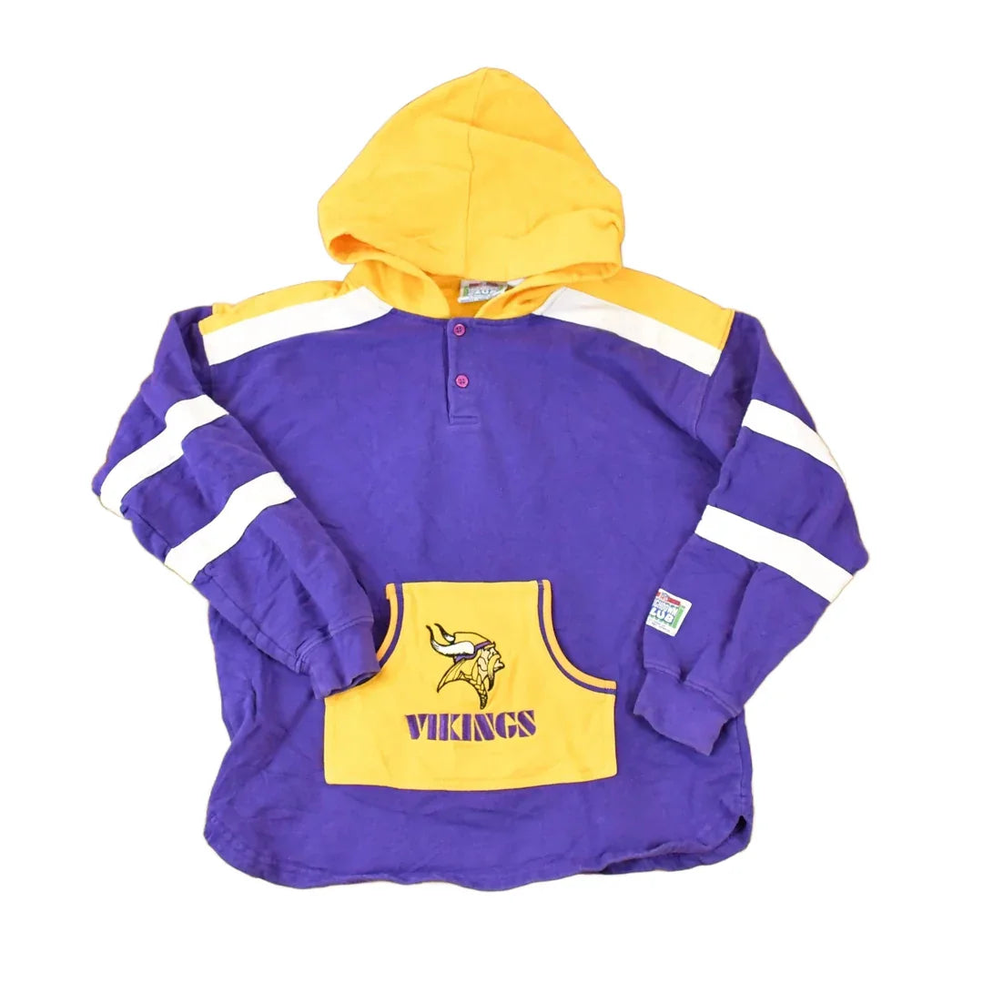 Vintage 1990s Minnesota Vikings NFL Kids Touchdown Club Hoodie Sweatshirt Youth L from propervintagecanada