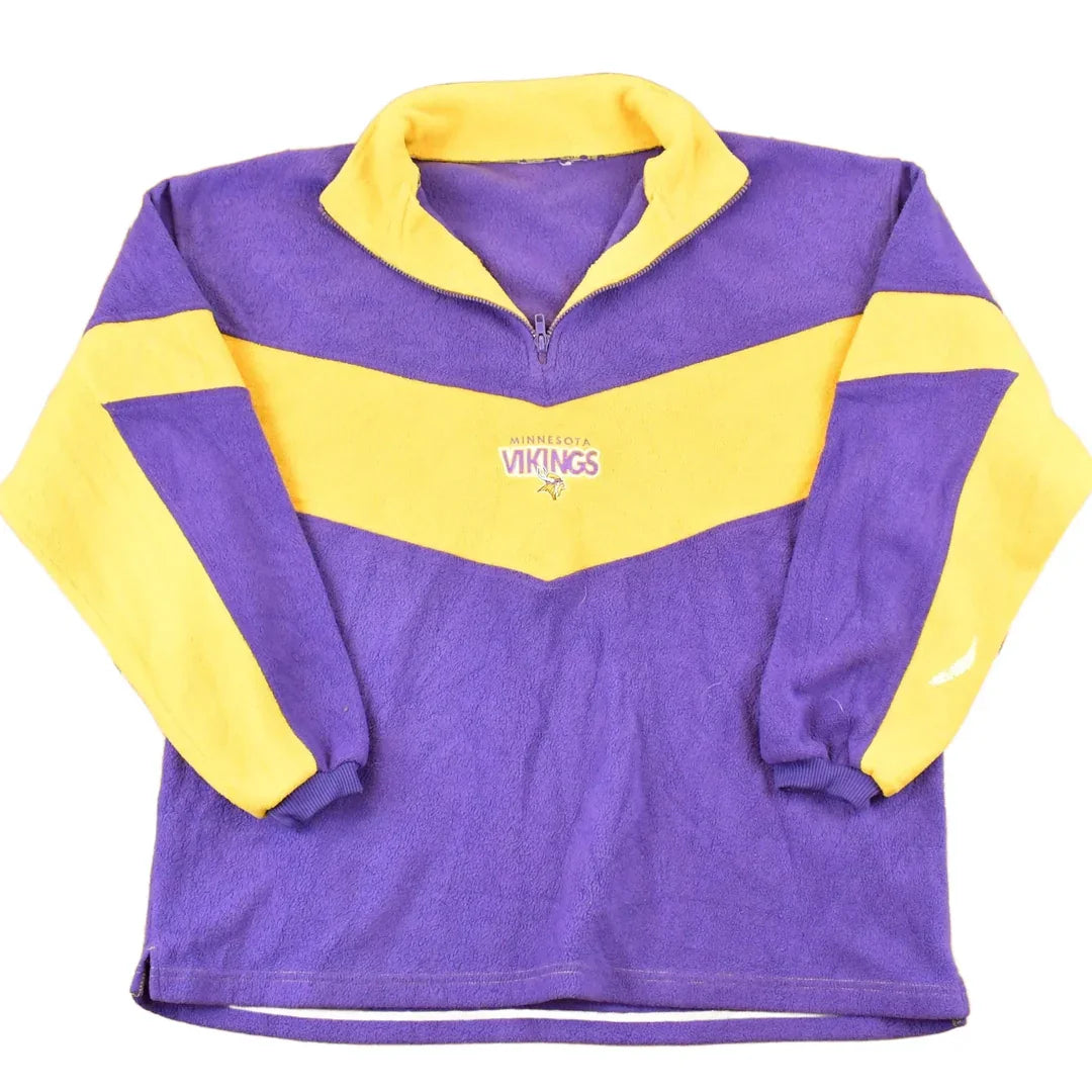 Vintage 1990s Minnesota Vikings NFL Quarter Zip Fleece Sweater Men's XL from propervintagecanada
