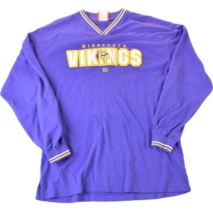 Vintage 1990s Minnesota Vikings NFL V Neck Sweatshirt Men's Large from propervintagecanada