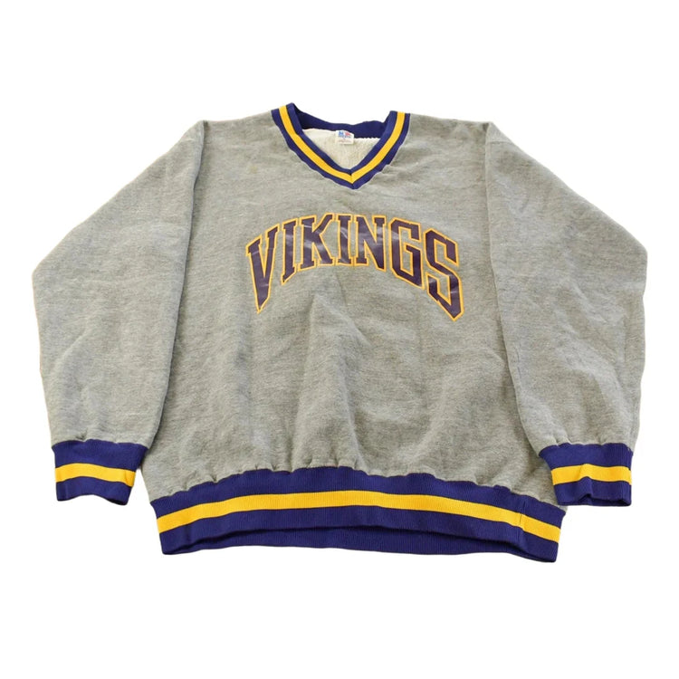 Vintage 1990s Minnesota Vikings NFL V Neck Sweatshirt Men's XL from propervintagecanada