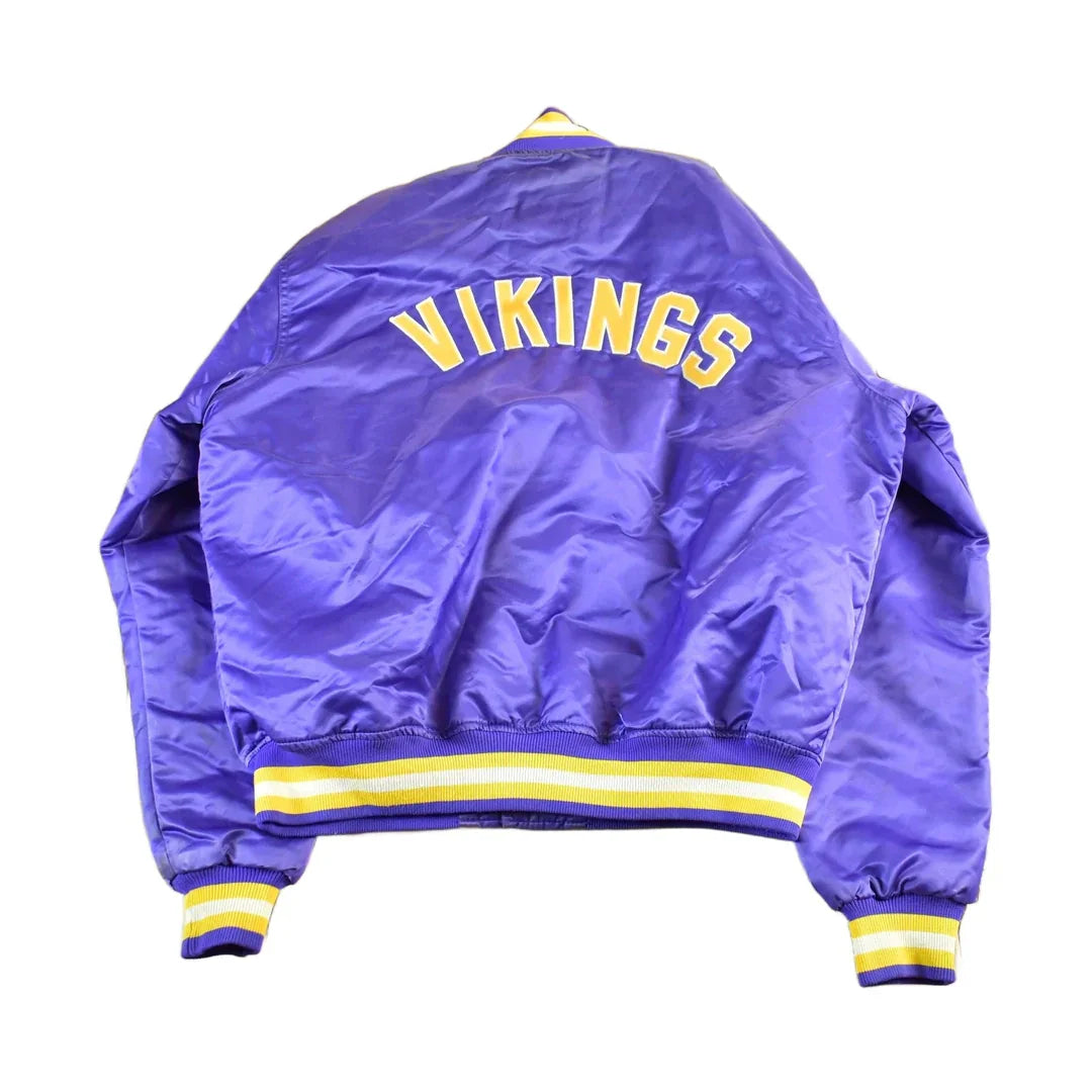 Vintage 1990s Minnesota Vikings Team Starter Pro Line NFL Satin Snap On Jacket Men's XL from propervintagecanada