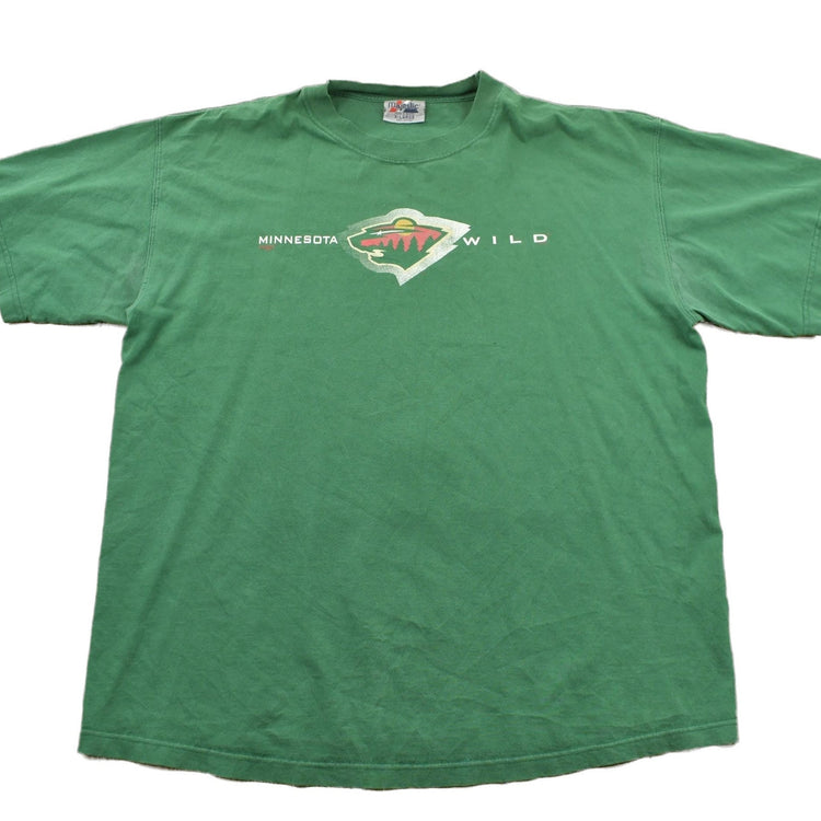 Vintage 1990s Minnesota Wild NHL Hockey Graphic T-Shirt Men's XL from propervintagecanada