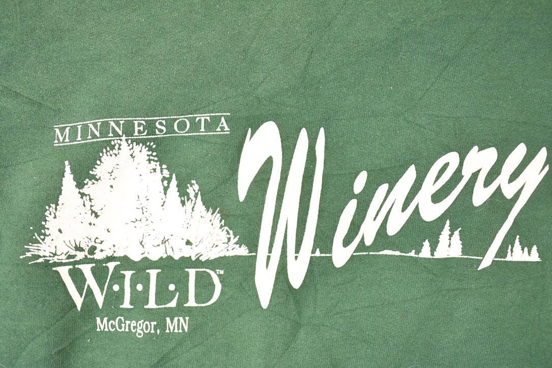 Vintage 1990s Minnesota Wild Winery Graphic Print Crewneck Sweatshirt Men's L from propervintagecanada