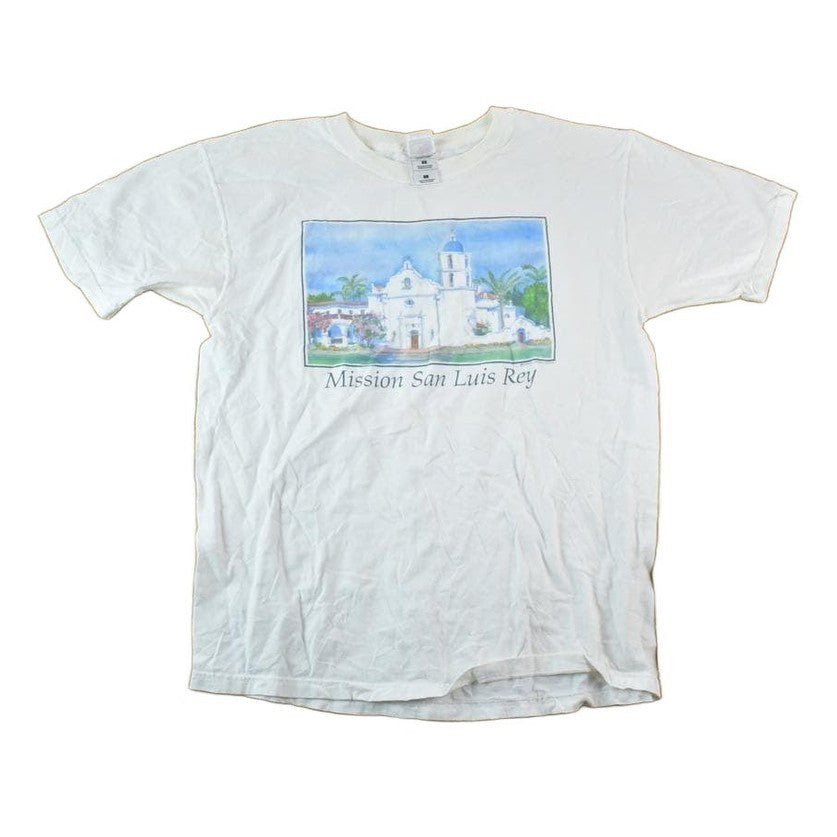 Vintage 1990s Mission San Luis Rey Souvenir Single Stitch Graphic Print T-Shirt Men's Large from propervintagecanada