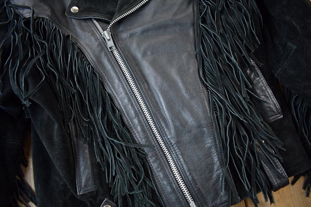 Vintage 1990s MOB Genuine Leather Fringed Jacket Women's S-M from propervintagecanada