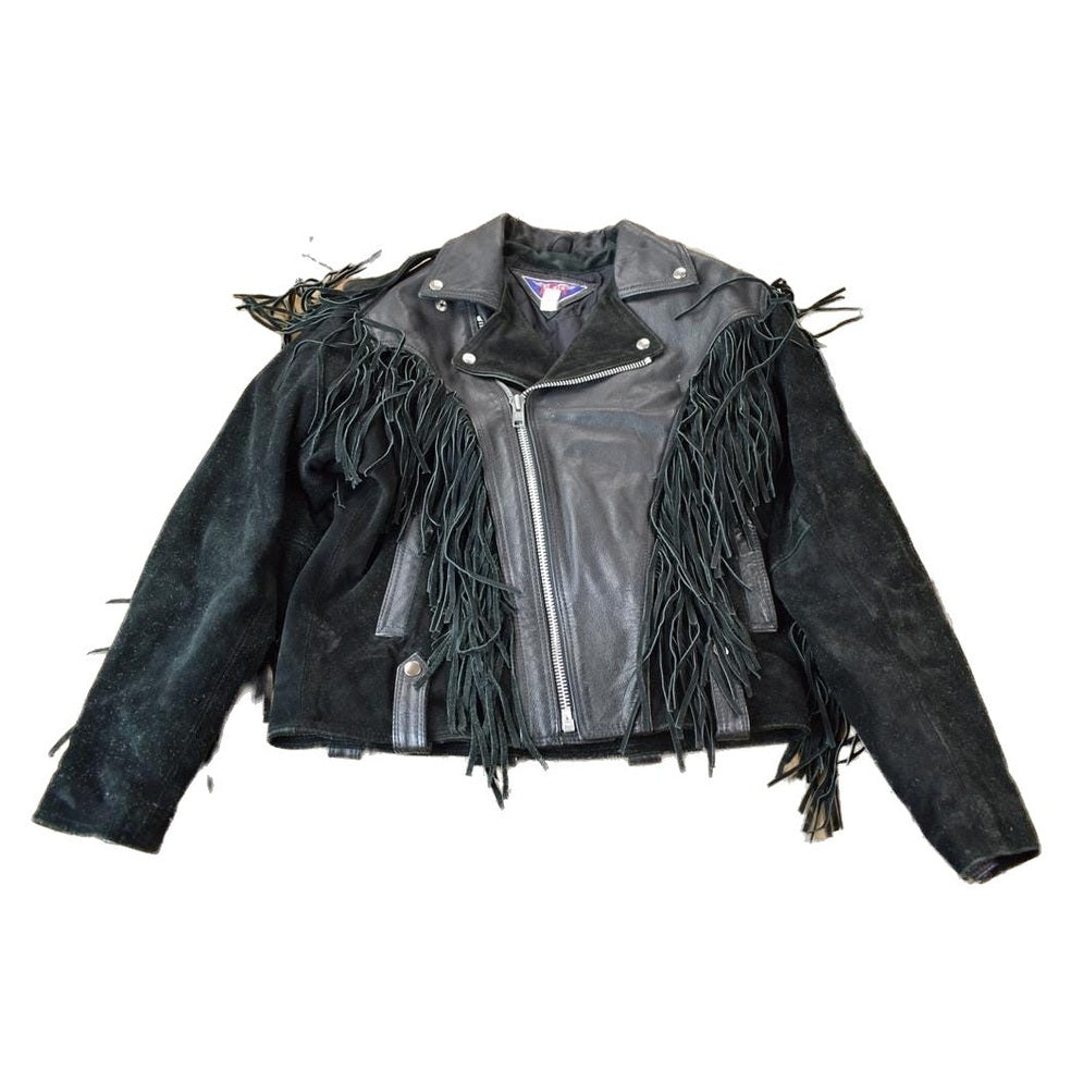 Vintage 1990s MOB Genuine Leather Fringed Jacket Women's S-M from propervintagecanada