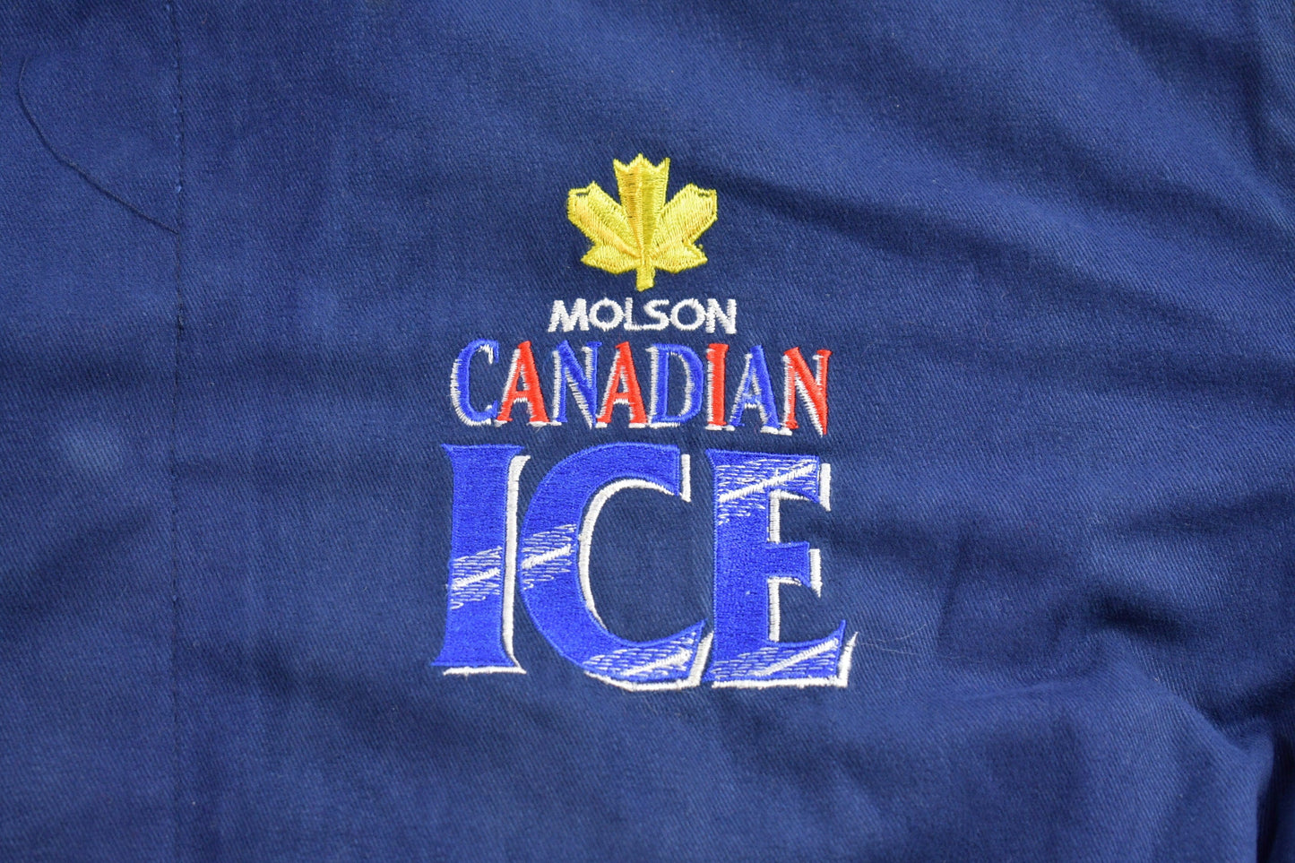 Vintage 1990s Molson Canadian Ice Leather Varsity Jacket Men's XL from propervintagecanada