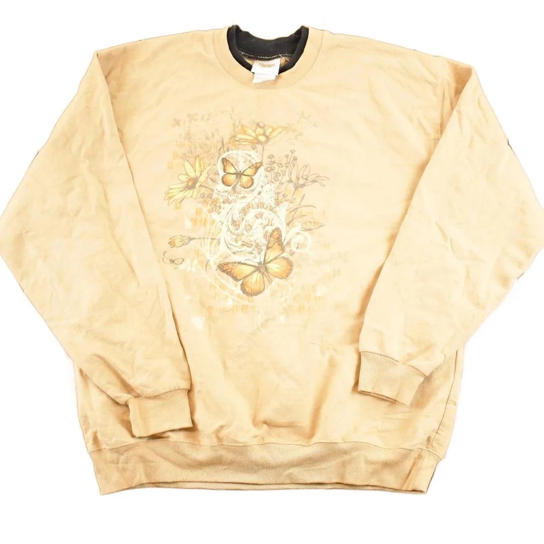 Vintage 1990s Monarch Butterfly Pleasant Shade Double Collar Souvenir Crewneck Sweatshirt Women's L from propervintagecanada