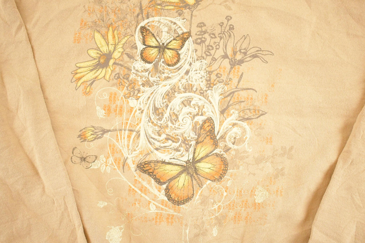 Vintage 1990s Monarch Butterfly Pleasant Shade Double Collar Souvenir Crewneck Sweatshirt Women's L from propervintagecanada