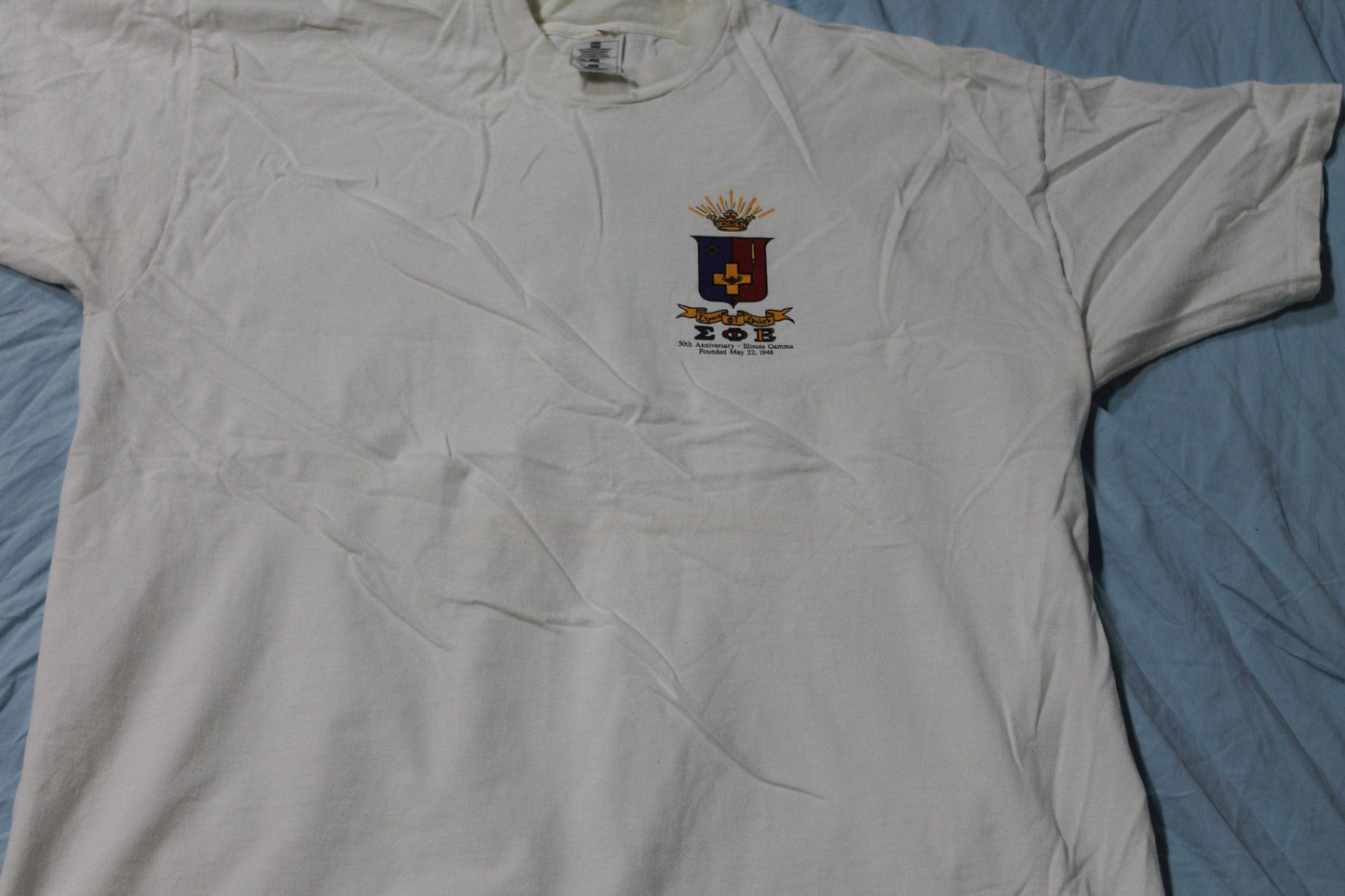 Vintage 1990s Monmouth College Illinois Gamma Graphic T-Shirt Men's 2XL from propervintagecanada