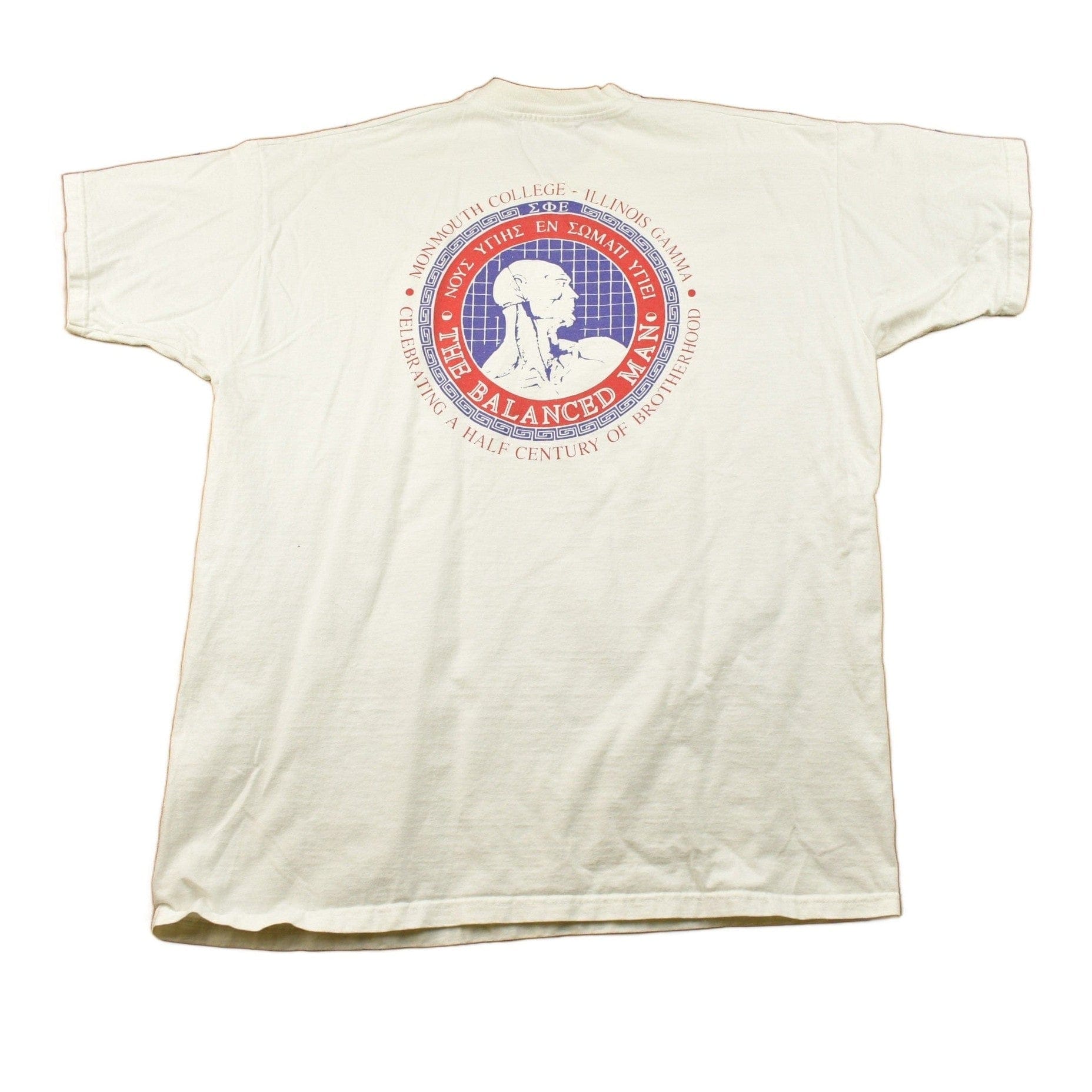Vintage 1990s Monmouth College Illinois Gamma Graphic T-Shirt Men's 2XL from propervintagecanada