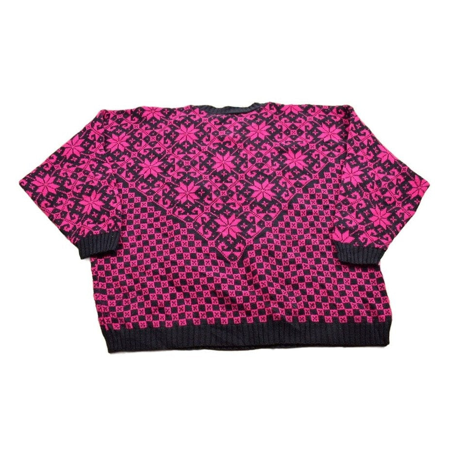 Vintage 1990s Monogram Knitted Crewneck Sweater Women's XL from propervintagecanada