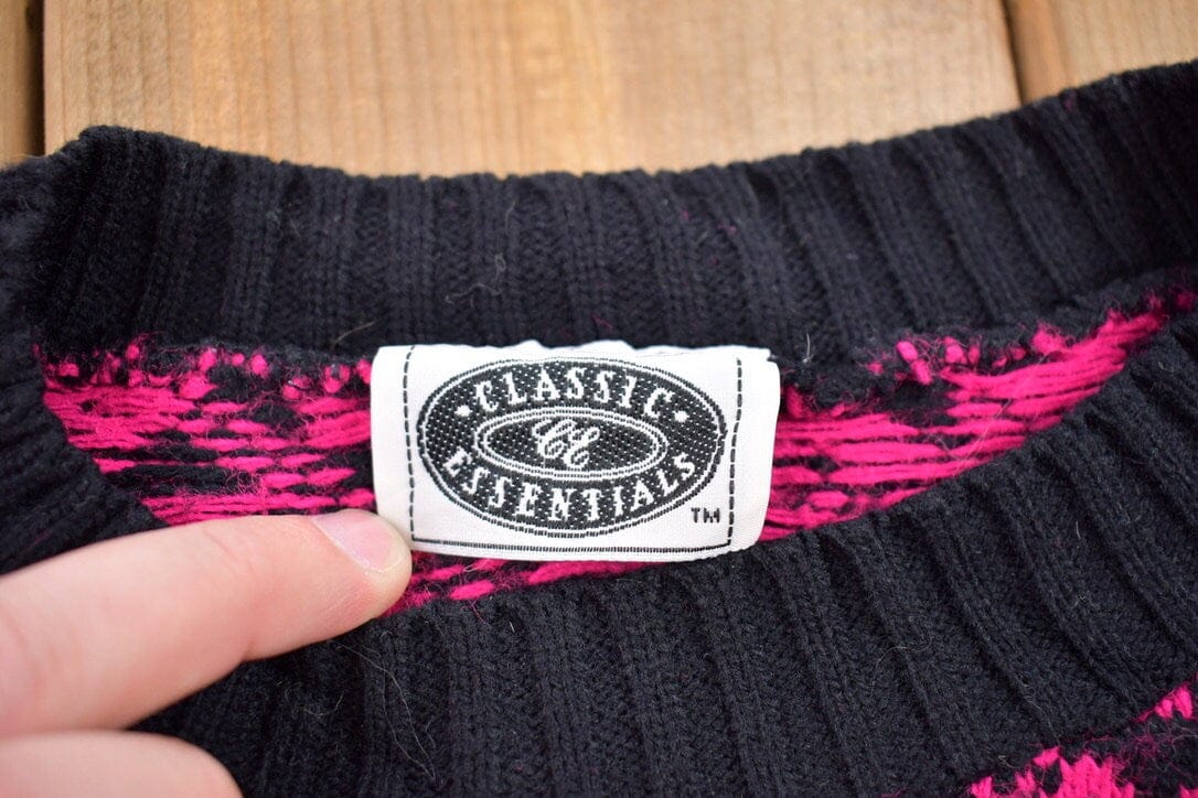 Vintage 1990s Monogram Knitted Crewneck Sweater Women's XL from propervintagecanada