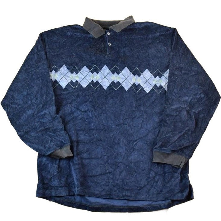 Vintage 1990s Montage Collection Collared Argyle Print Crewneck Sweatshirt Mens M from propervintagecanada