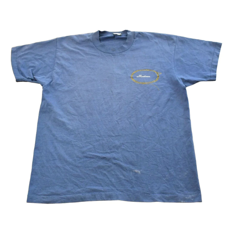Vintage 1990s Montana Steer Skull T-Shirt Men's L from propervintagecanada