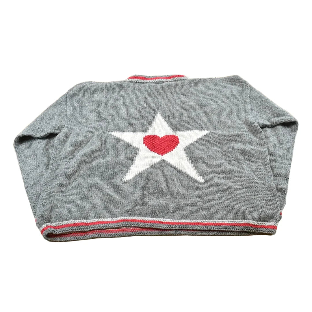 Vintage 1990s Monterey Bay Heart Star Cotton Knit Pullover Sweater Women's XL Boxy / 90s Streetwear / Basic Layering Essentials Cozy from propervintagecanada
