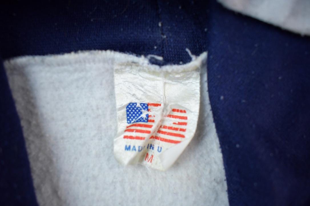 Vintage 1990s Monterey Striped Sleeve Hoodie Sweatshirt Men's Small from propervintagecanada