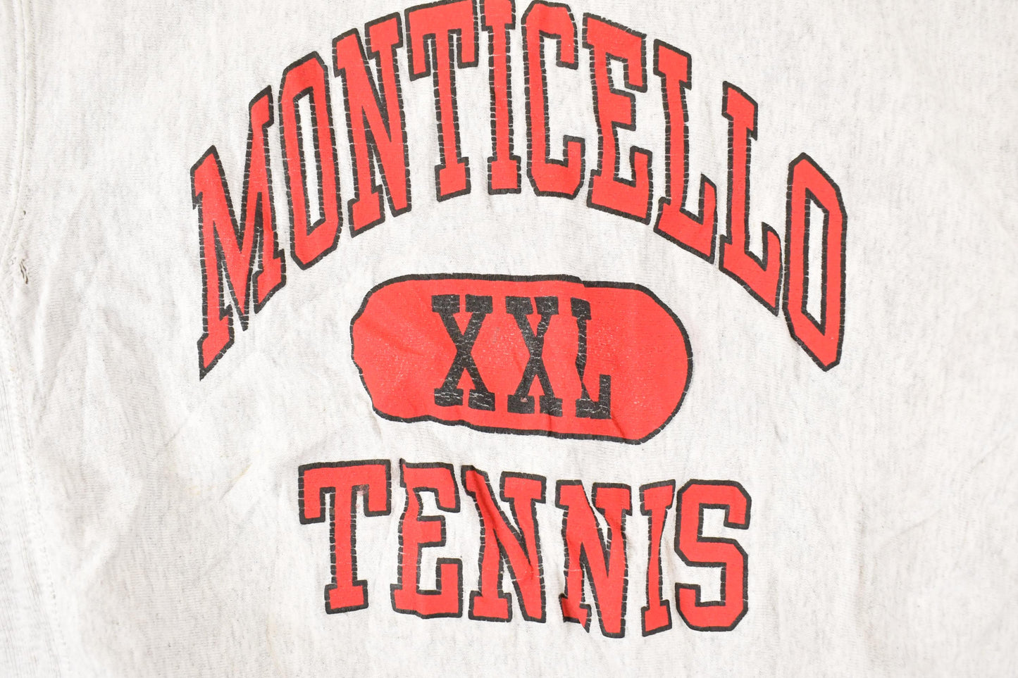 Vintage 1990s Monticello Tennis Graphic Print University Crewneck Sweater Men's L from propervintagecanada