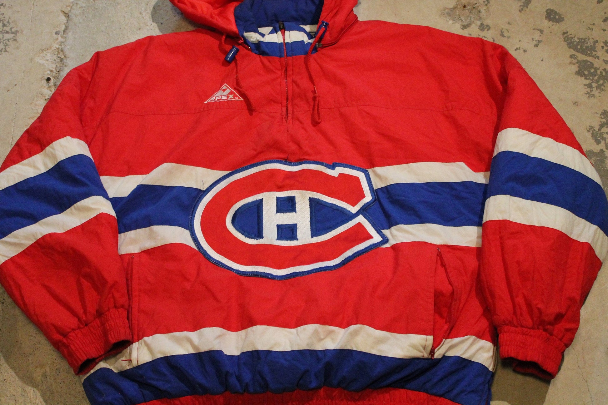 Vintage 1990s Montreal Canadiens NHL Apex One Quarter Zip Puffer Jacket Men's Large from propervintagecanada