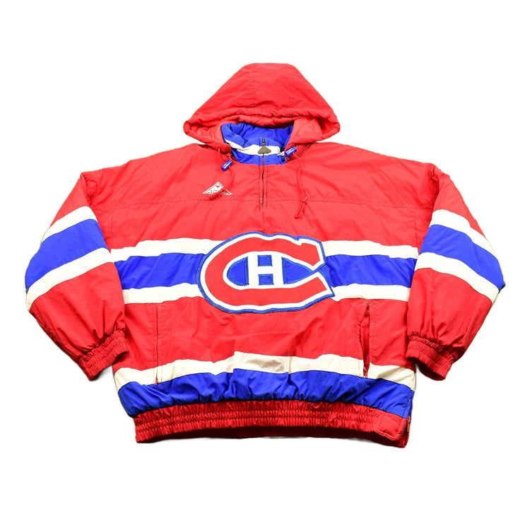 Vintage 1990s Montreal Canadiens NHL Apex One Quarter Zip Puffer Jacket Men's Large from propervintagecanada