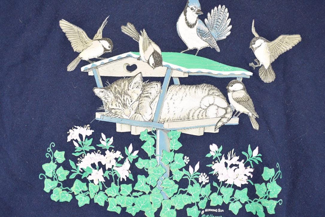 Vintage 1990s Morning Sun Blue Jays Graphic Print Double Collar Crewneck Sweatshirt Women's XXL from propervintagecanada