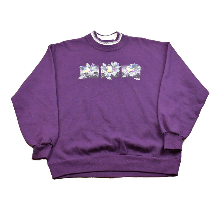 Vintage 1990s Morning Sun Cute Bird Crewneck Sweatshirt Men's Large from propervintagecanada