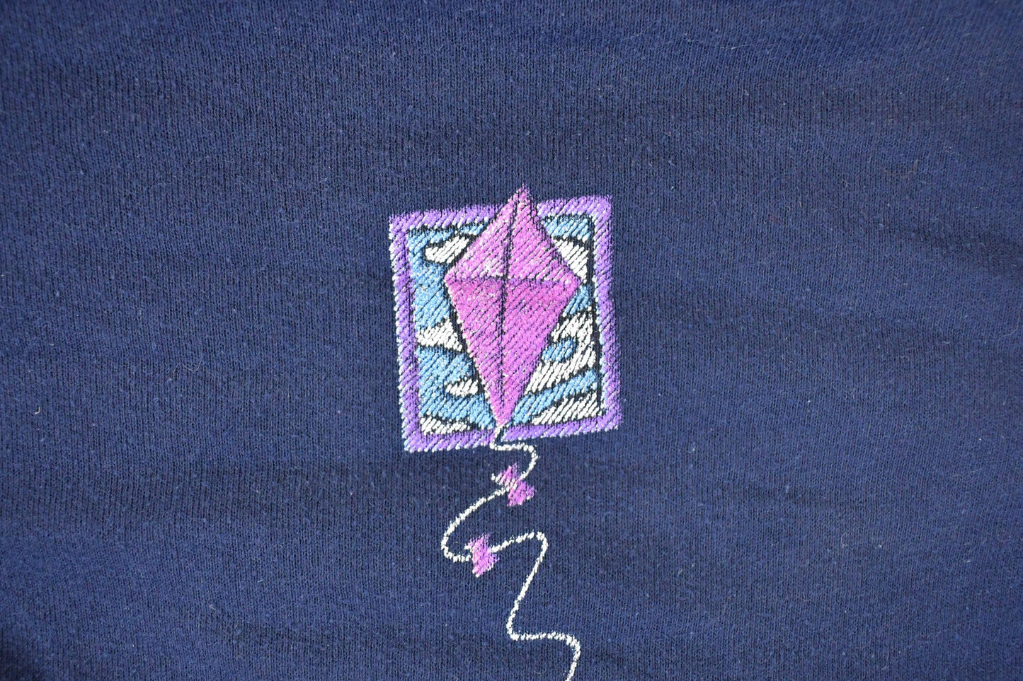 Vintage 1990s Morning Sun Cute Kite Double Collar Embroidered Crewneck Sweatshirt Women's XL from propervintagecanada