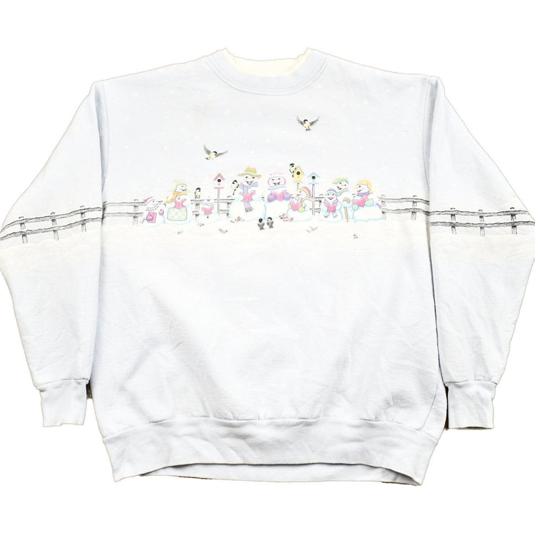 Vintage 1990s Morning Sun Cute Snowman Theme Crewneck Sweater Men's Medium from propervintagecanada