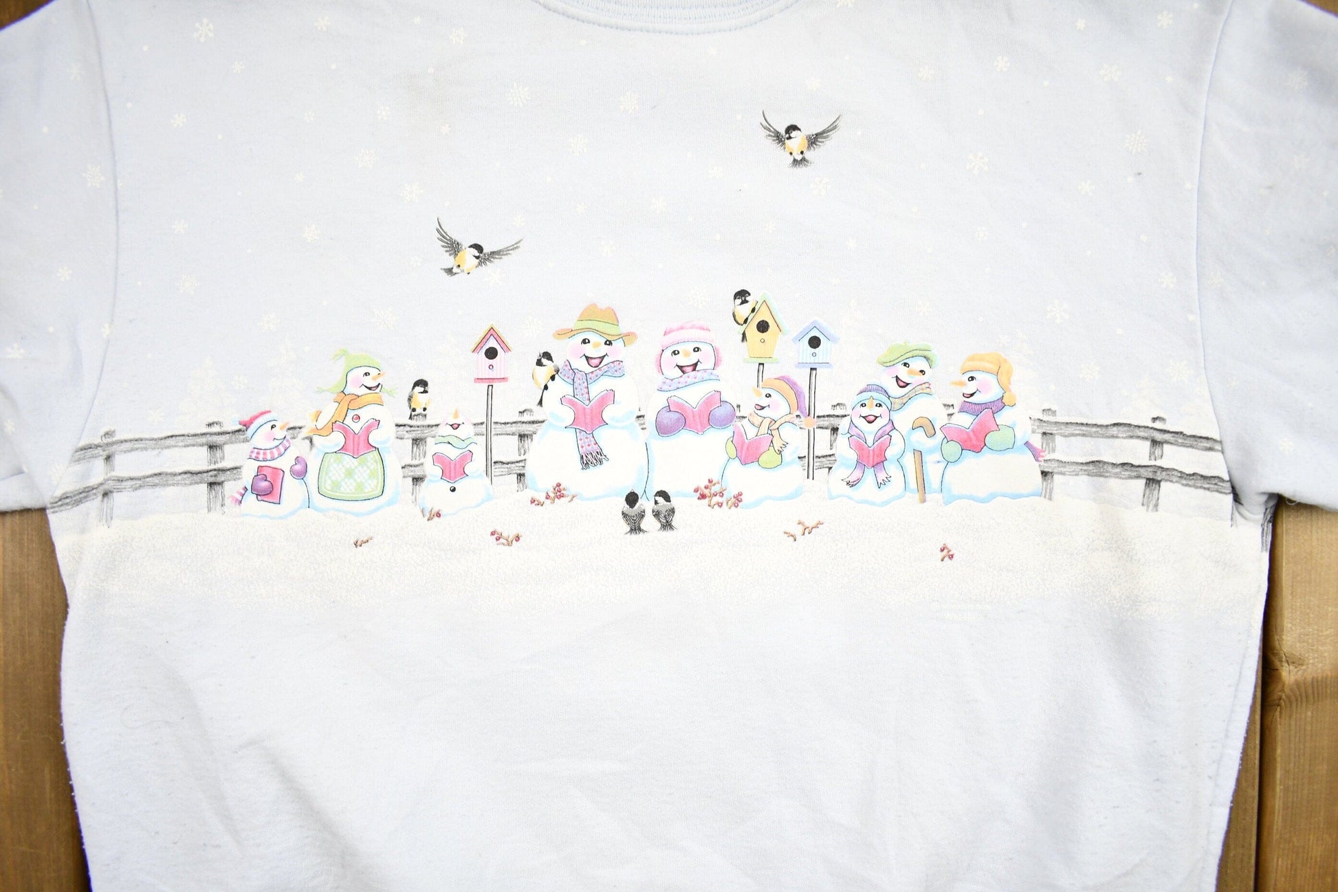 Vintage 1990s Morning Sun Cute Snowman Theme Crewneck Sweater Men's Medium from propervintagecanada