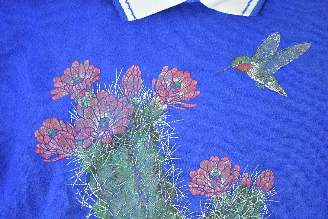 Vintage 1990s Morning Sun Floral Collared Souvenir Crewneck Sweatshirt Women's M from propervintagecanada