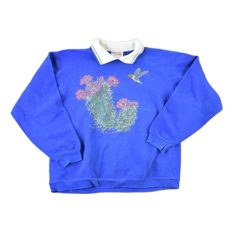 Vintage 1990s Morning Sun Floral Collared Souvenir Crewneck Sweatshirt Women's M from propervintagecanada