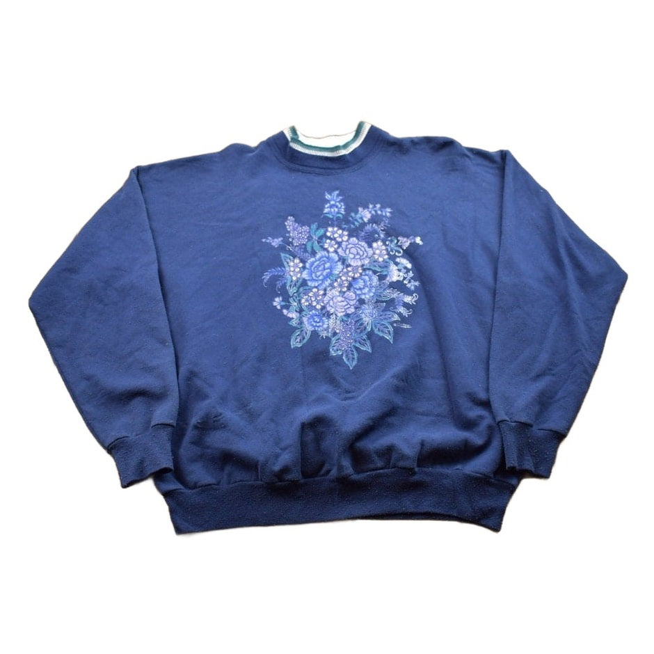Vintage 1990s Morning Sun Floral Crewneck Sweater Men's Large from propervintagecanada