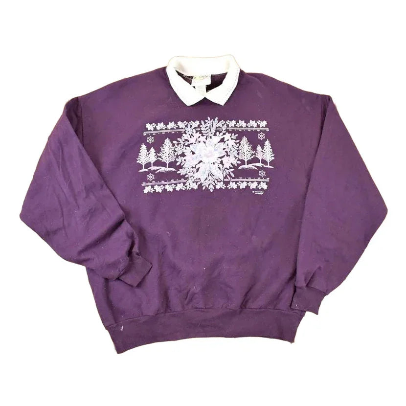 Vintage 1990s Morning Sun Floral Graphic Print Coallred Sweatshirt Women's L from propervintagecanada
