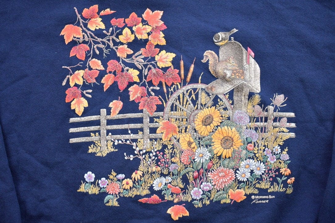 Vintage 1990s Morning Sun Floral Theme Crewneck Sweater from propervintagecanada