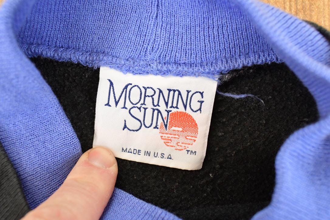 Vintage 1990s Morning Sun Floral Theme Graphic Print Double Collar Crewneck Sweatshirt Womens L from propervintagecanada