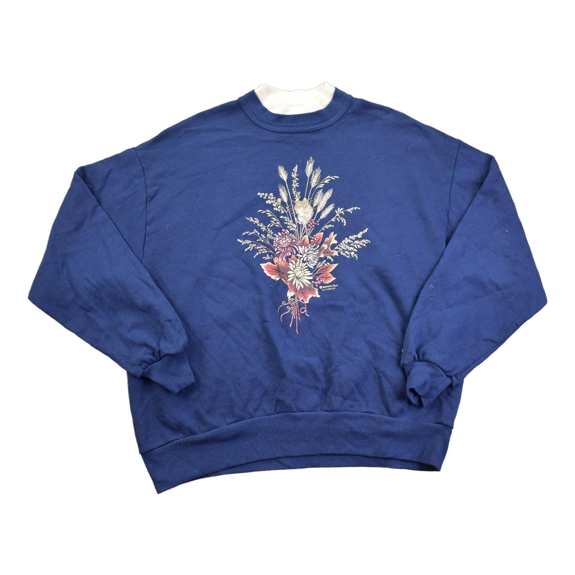 Vintage 1990s Morning Sun Flower Crewneck Sweatshirt Men's Large from propervintagecanada