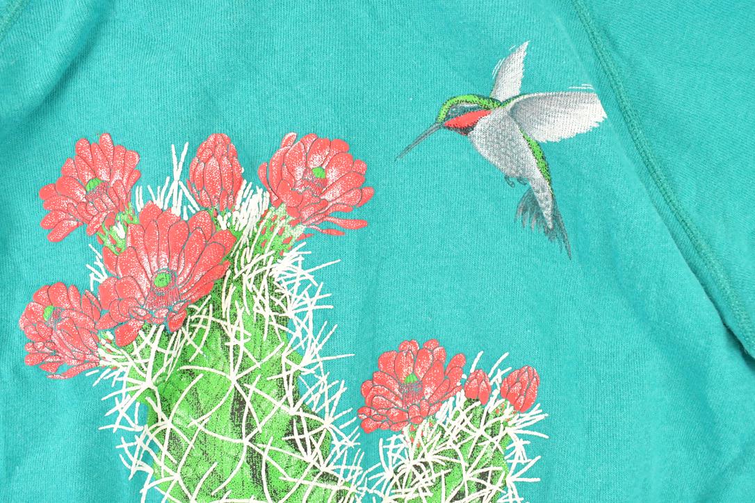 Vintage 1990s Morning Sun Hummingbird Graphic Print Collared Sweatshirt Women's L from propervintagecanada