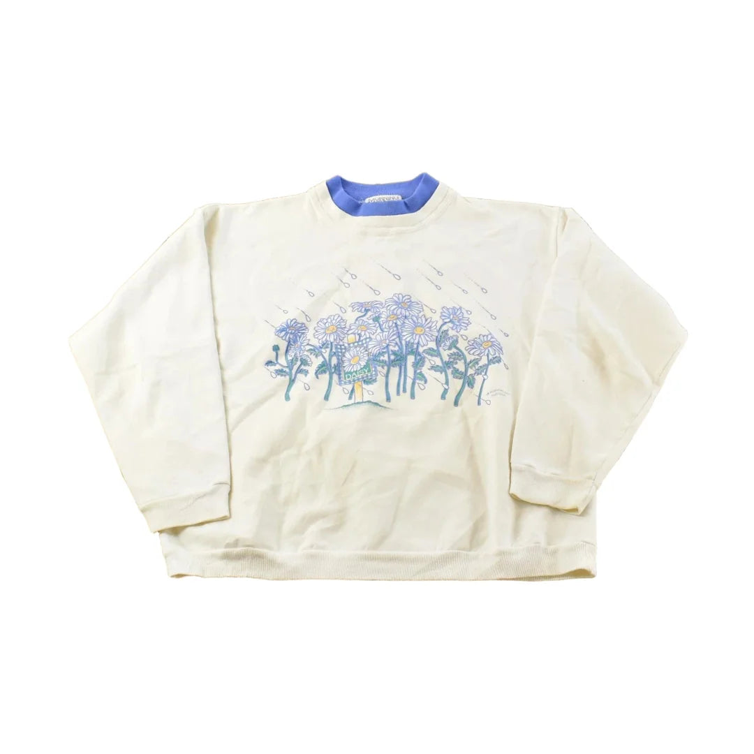 Vintage 1990s Morning Sun Petite Cute Floral Double Collar Crewneck Sweatshirt Women's S from propervintagecanada